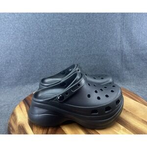 Crocs Classic Bae Clog Platform Iconic Chunky Comfort Black Women's Size 8 EUC